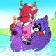 Raven and her dad Trigon from Teen Titans Go!